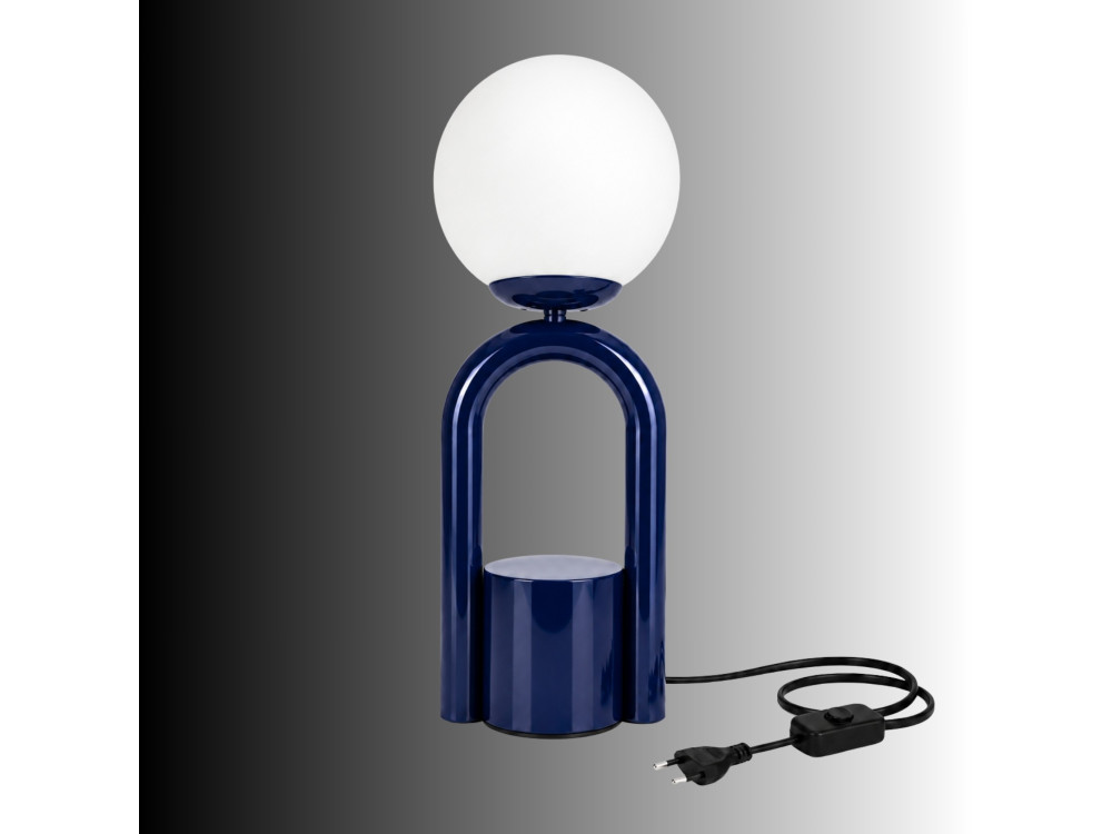 Metalowa lampa stołowa „Loop” – 15 x 15 cm – niebieska