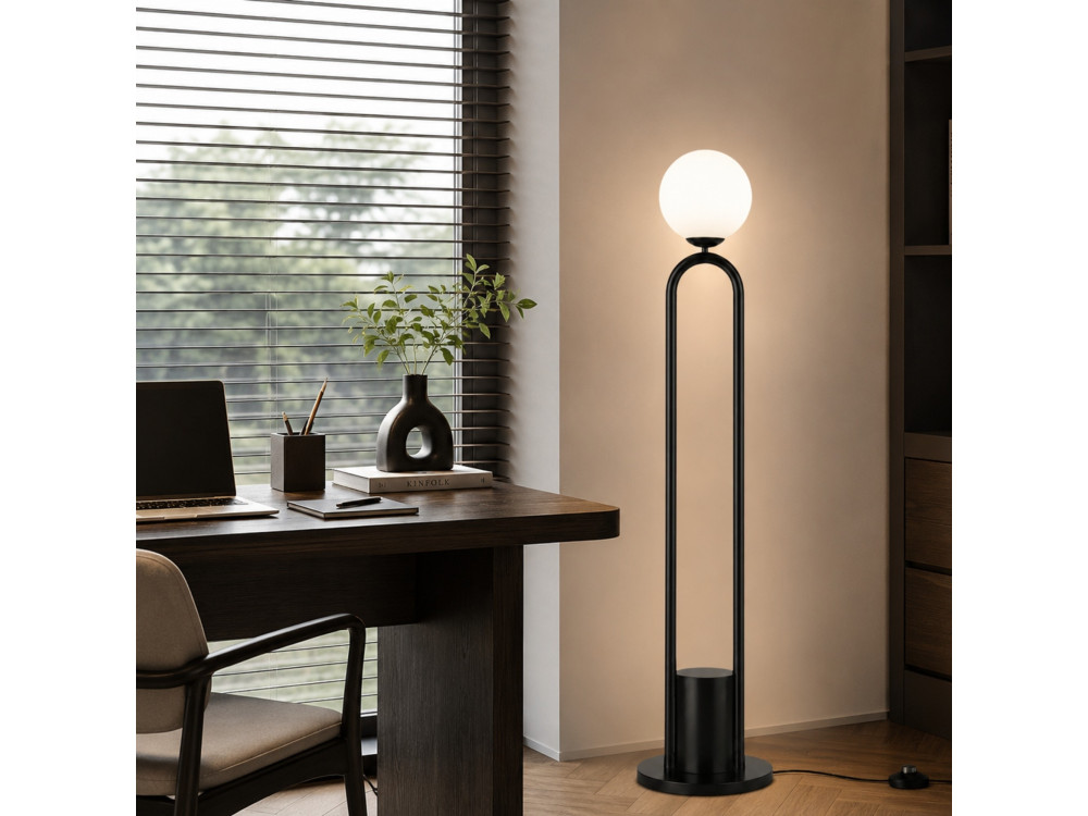 Metalowa lampa podłogowa „Loop” – 30 x 30 cm – czarna