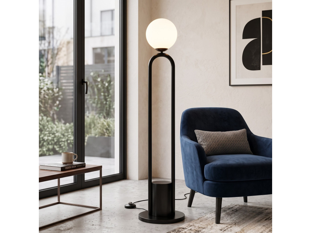 Metalowa lampa podłogowa „Loop” – 30 x 30 cm – czarna