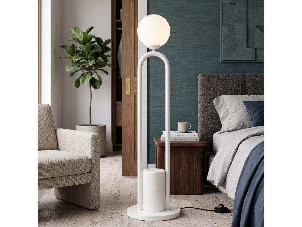 Metalowa lampa podłogowa „Loop” – 30 x 30 cm – biała