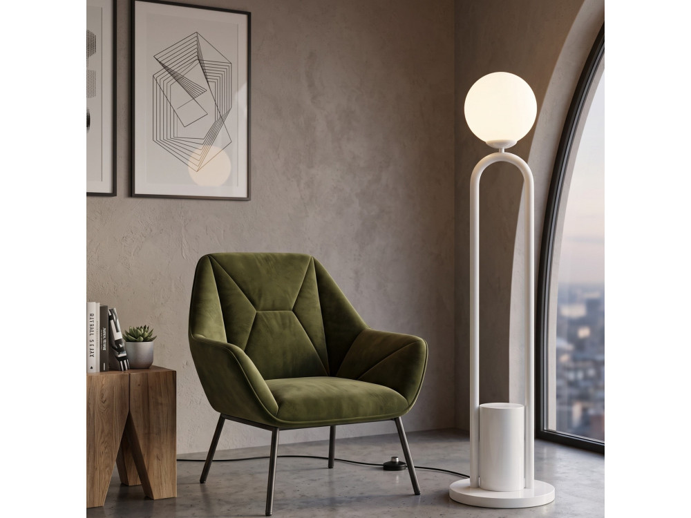 Metalowa lampa podłogowa „Loop” – 30 x 30 cm – biała