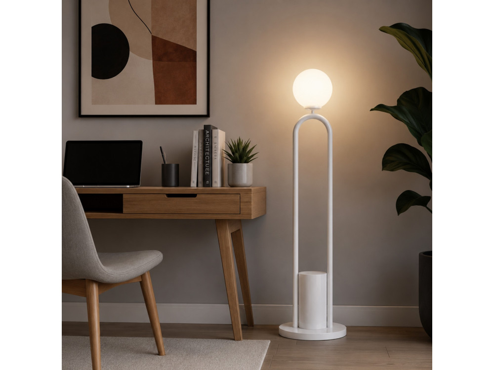 Metalowa lampa podłogowa „Loop” – 30 x 30 cm – biała