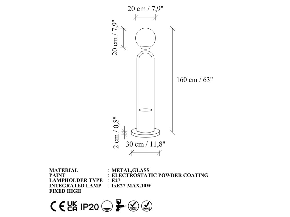 Metalowa lampa podłogowa „Loop” – 30 x 30 cm – biała