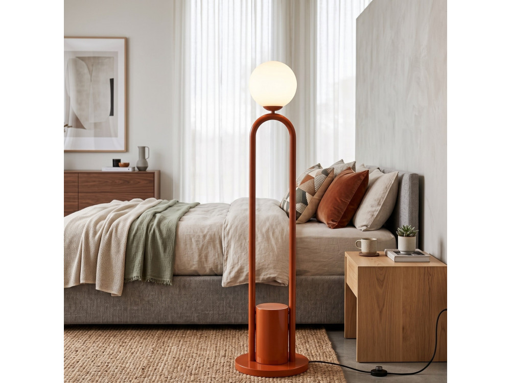 Metalowa lampa podłogowa „Loop” – 30 x 30 cm – brązowa