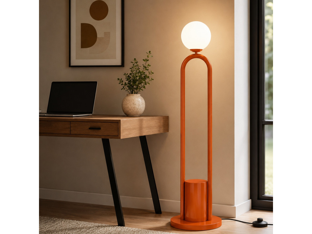 Metalowa lampa podłogowa „Loop” – 30 x 30 cm – brązowa