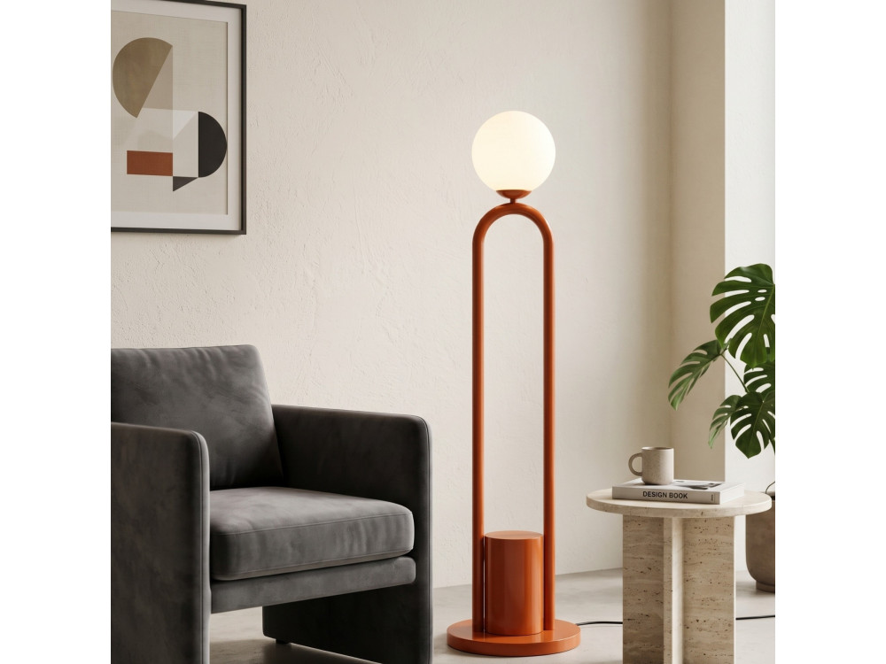 Metalowa lampa podłogowa „Loop” – 30 x 30 cm – brązowa