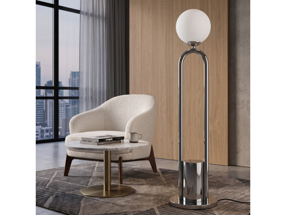 Metalowa lampa podłogowa „Loop” – 30 x 30 cm – szara
