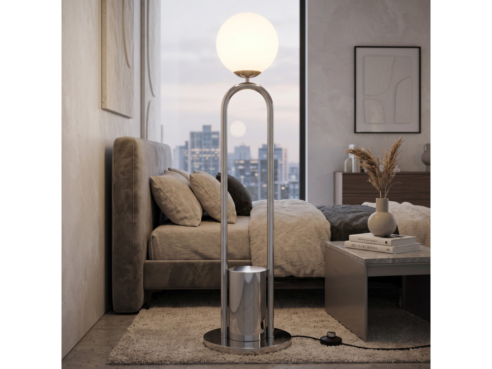 Metalowa lampa podłogowa „Loop” – 30 x 30 cm – szara