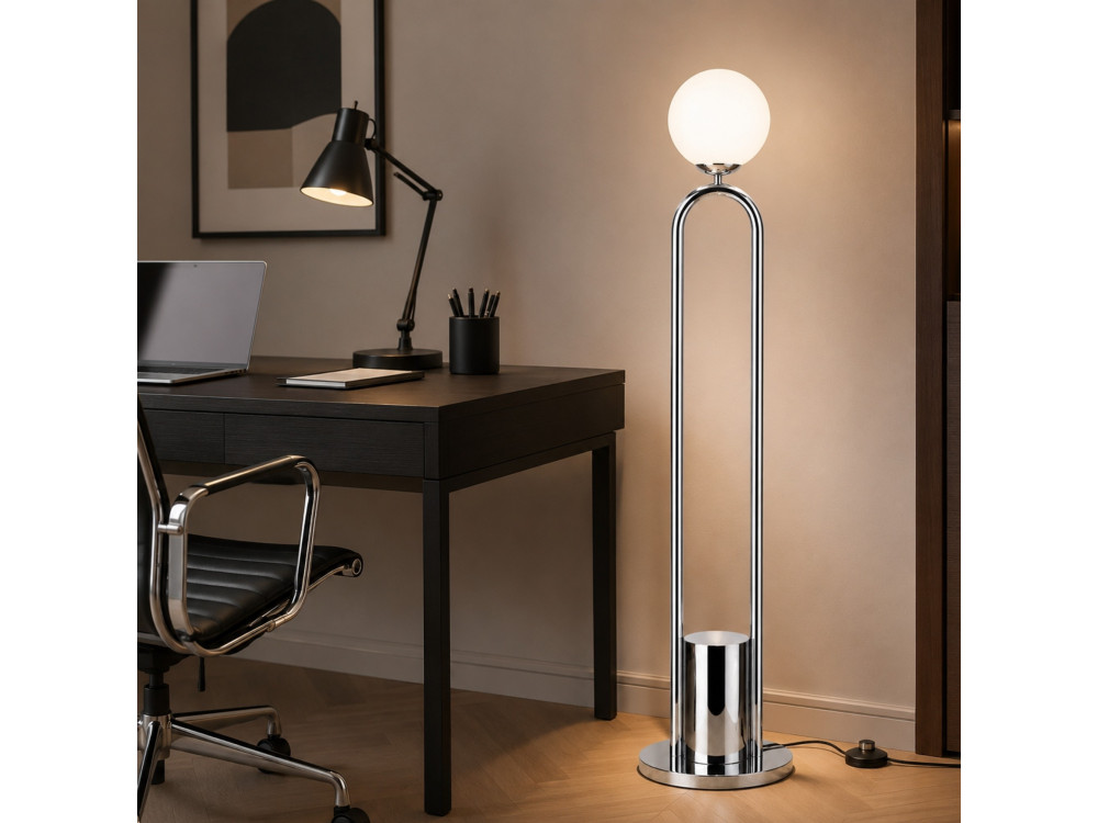 Metalowa lampa podłogowa „Loop” – 30 x 30 cm – szara