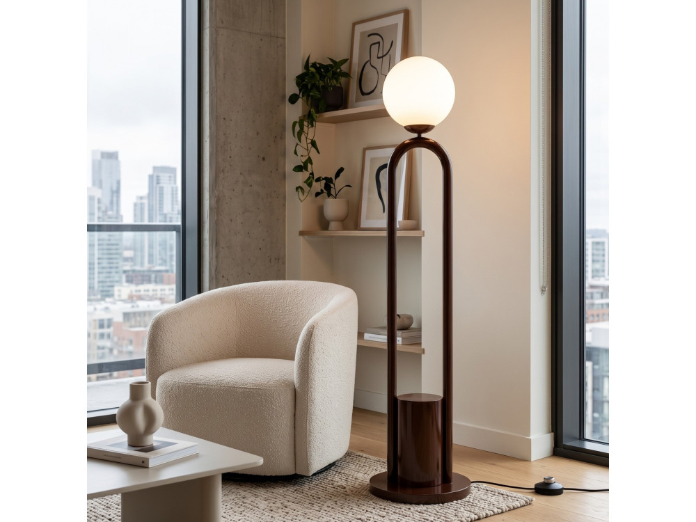 Metalowa lampa podłogowa „Loop” – 30 x 30 cm – brązowa
