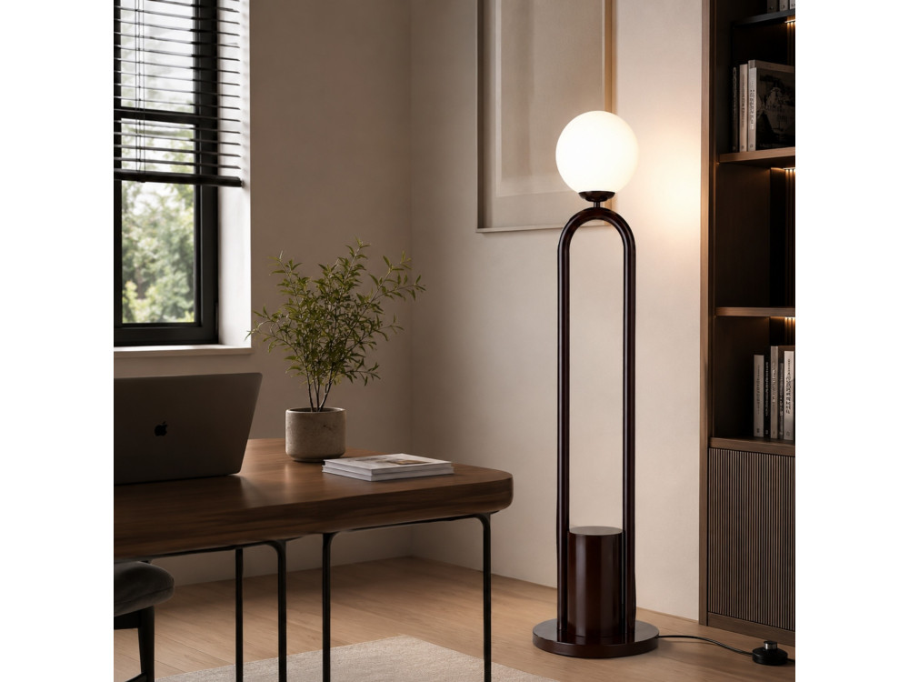Metalowa lampa podłogowa „Loop” – 30 x 30 cm – brązowa