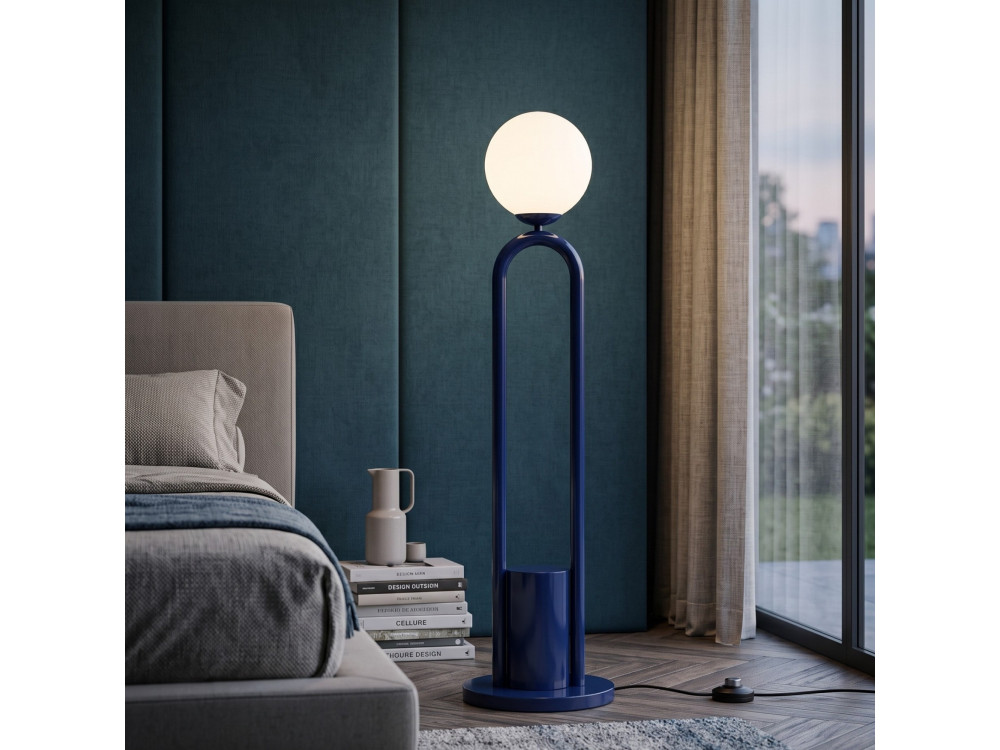 Metalowa lampa podłogowa „Loop” – 30 x 30 cm – niebieska
