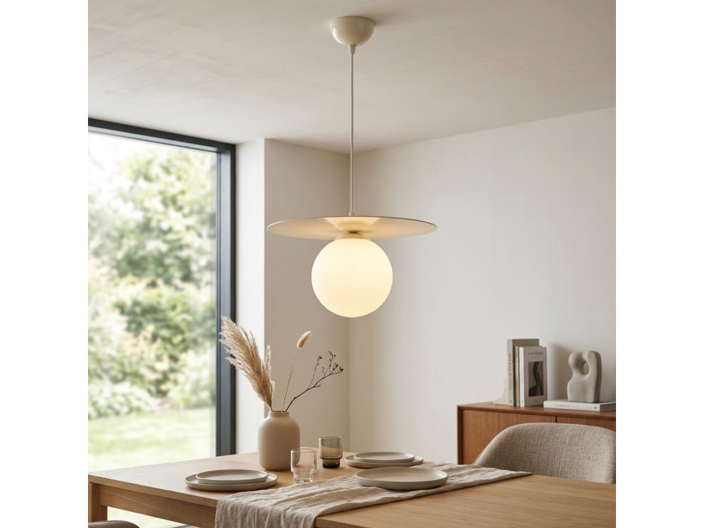 Metalowa lampa wisząca „Vesper” – 40 x 40 cm – beżowa