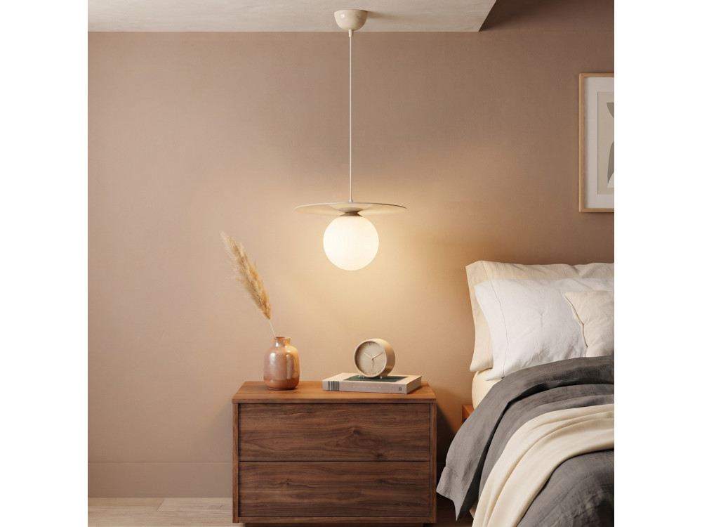 Metalowa lampa wisząca „Vesper” – 40 x 40 cm – beżowa