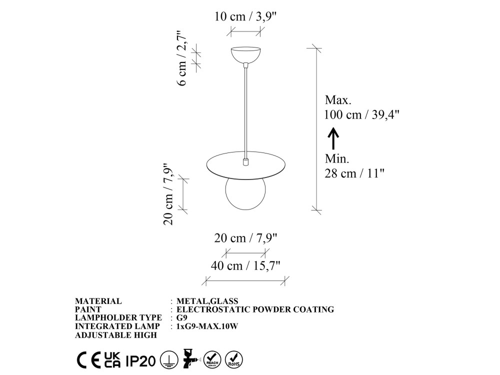 Metalowa lampa wisząca „Vesper” – 40 x 40 cm – beżowa