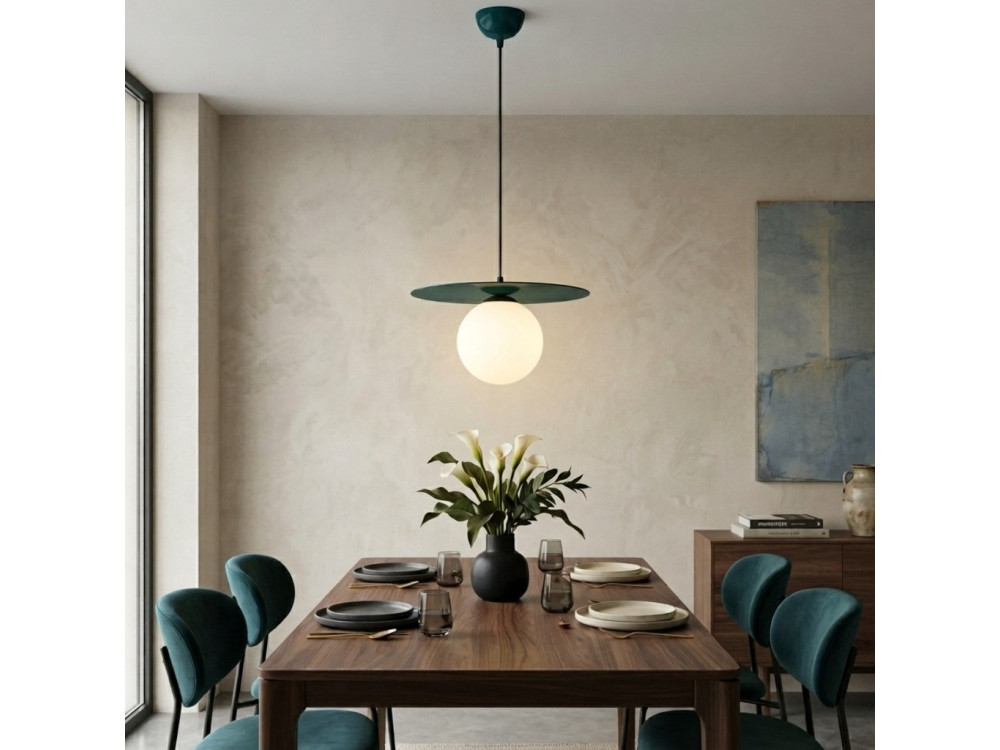 Metalowa lampa wisząca „Vesper” – 40 x 40 cm – zielona