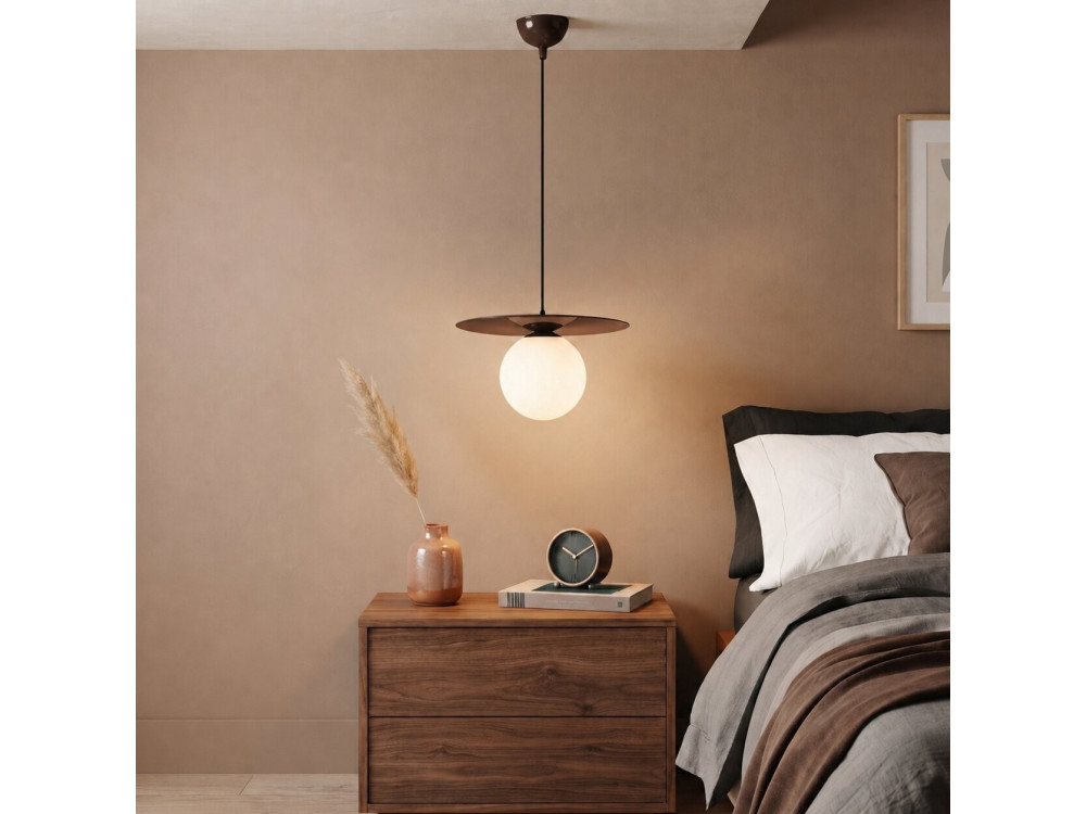 Metalowa lampa wisząca „Vesper” – 40 x 40 cm – brązowa