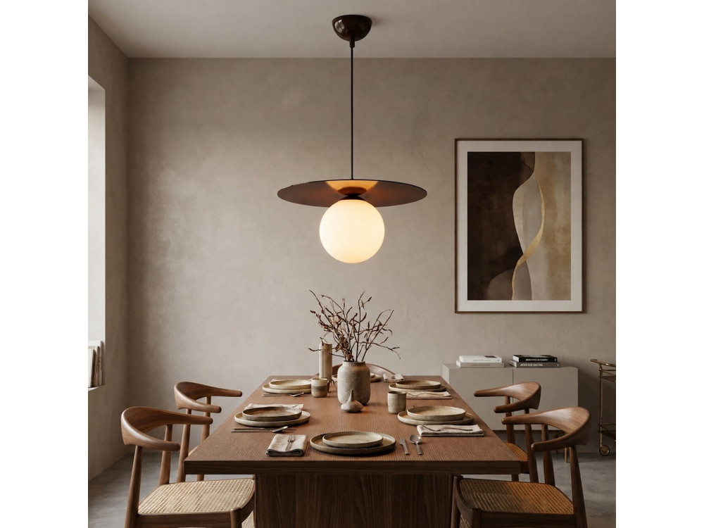 Metalowa lampa wisząca „Vesper” – 40 x 40 cm – brązowa