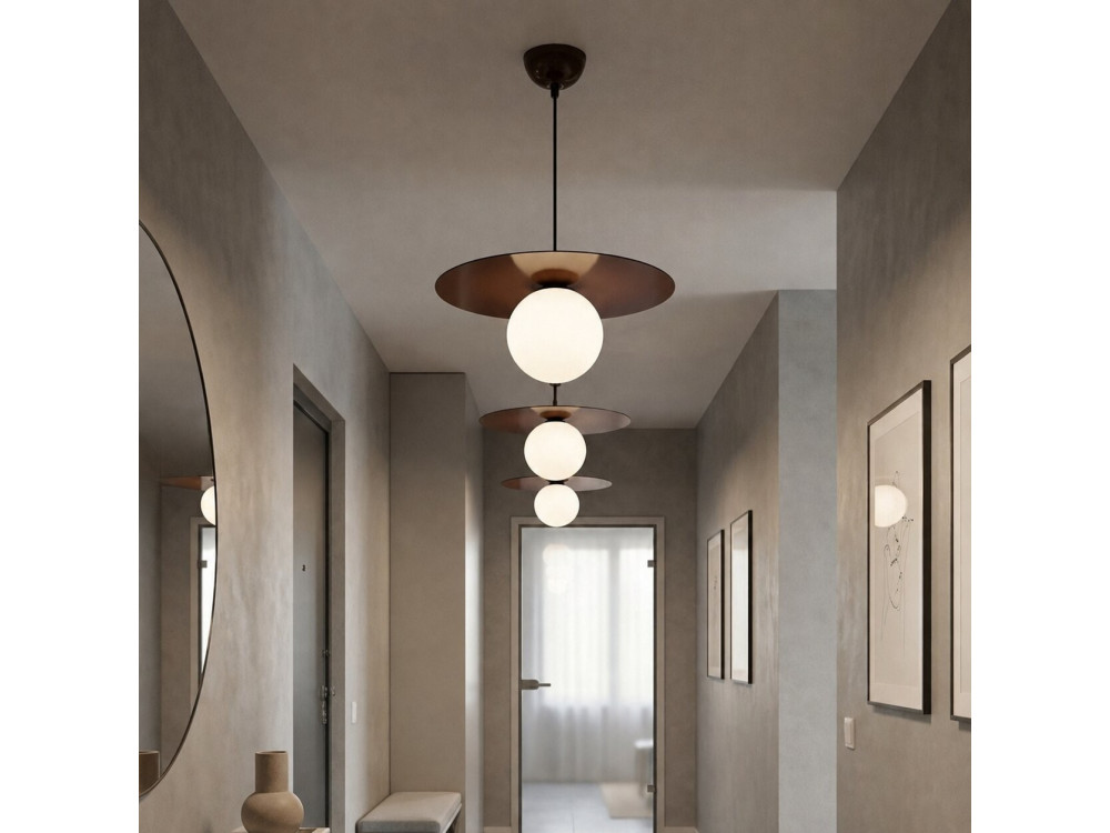 Metalowa lampa wisząca „Vesper” – 40 x 40 cm – brązowa