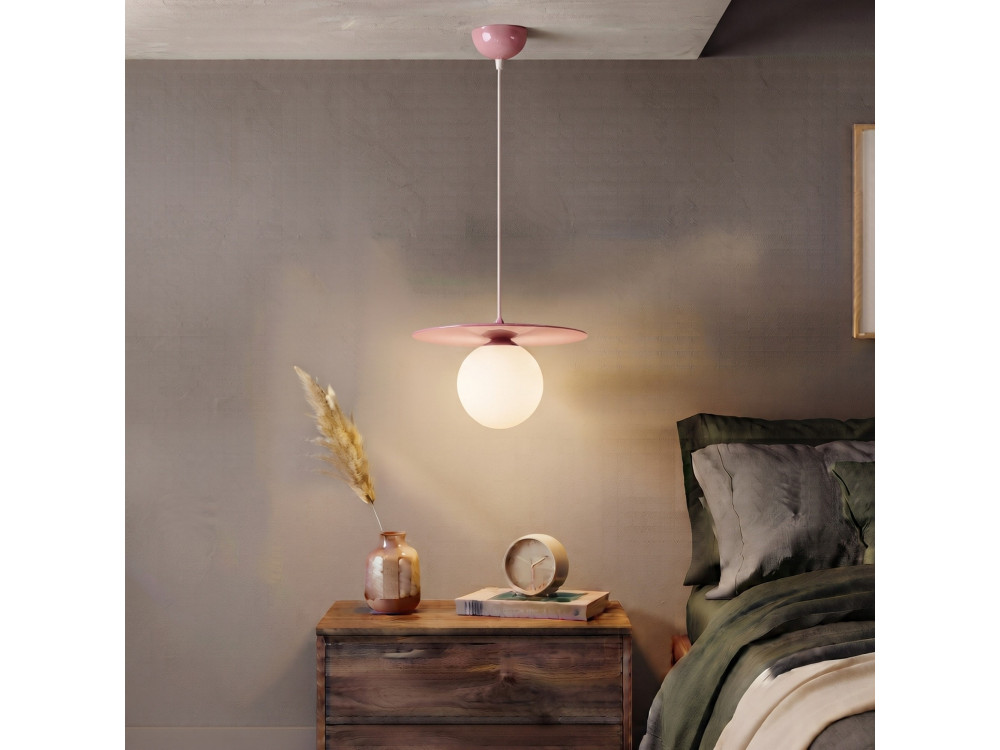 Metalowa lampa wisząca „Vesper” – 40 x 40 cm – różowa