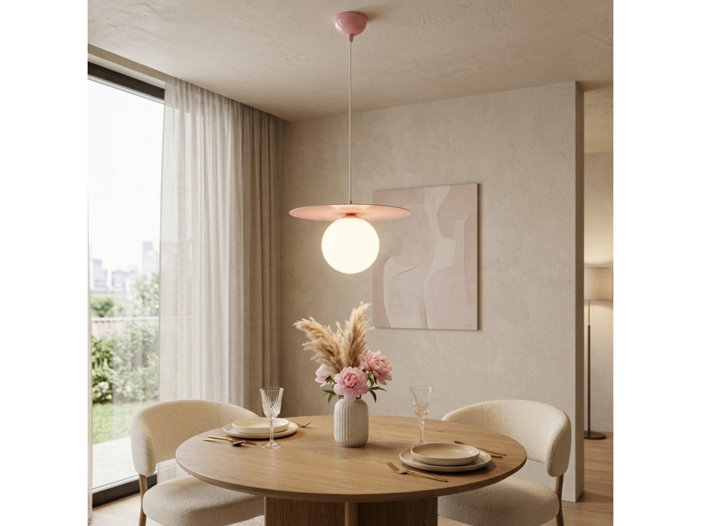 Metalowa lampa wisząca „Vesper” – 40 x 40 cm – różowa
