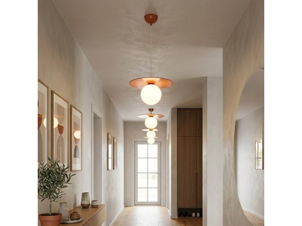 Metalowa lampa wisząca „Vesper” – 40 x 40 cm – pomarańczowa
