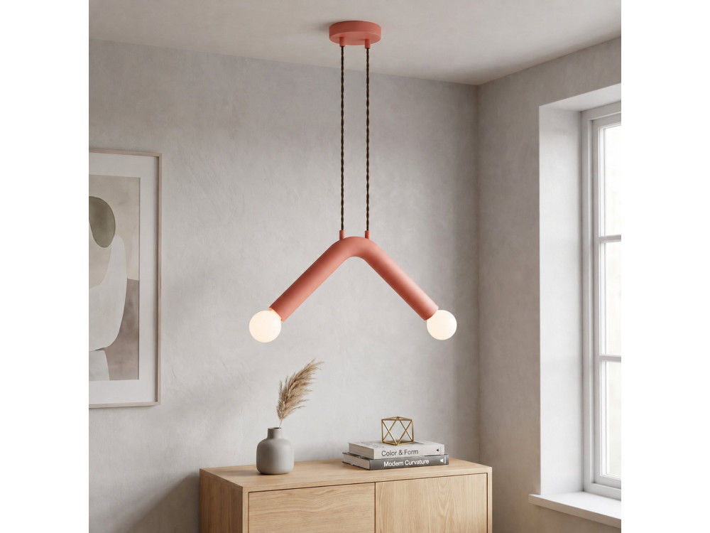 Metalowa lampa wisząca „Balance” – 33 x 15 cm – różowa