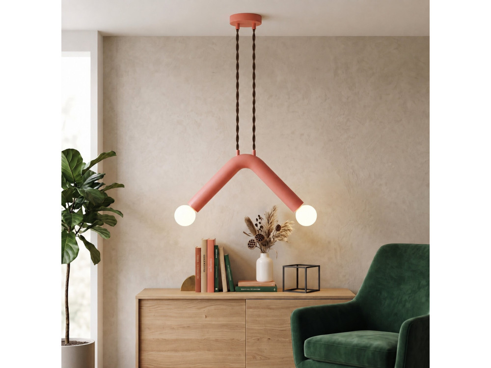 Metalowa lampa wisząca „Balance” – 33 x 15 cm – różowa