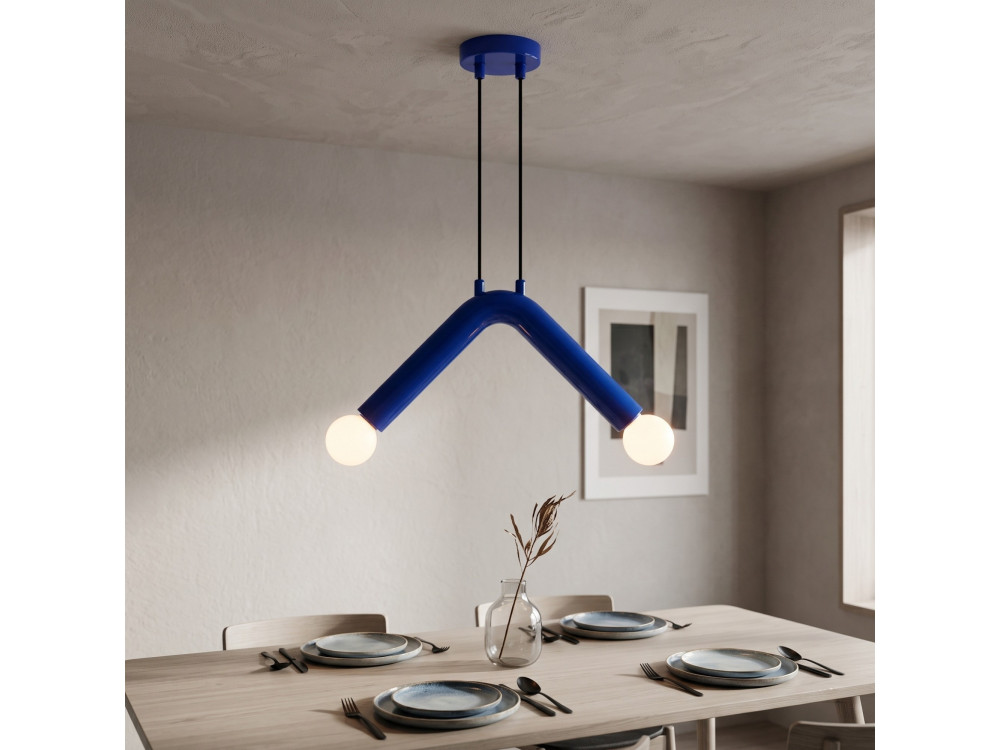 Metalowa lampa wisząca „Balance” – 33 x 15 cm – niebieska