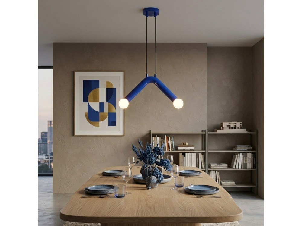 Metalowa lampa wisząca „Balance” – 33 x 15 cm – niebieska