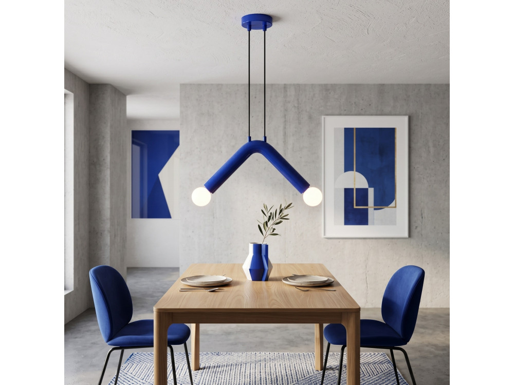 Metalowa lampa wisząca „Balance” – 33 x 15 cm – niebieska