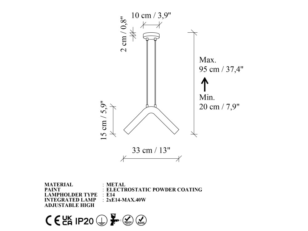 Metalowa lampa wisząca „Balance” – 33 x 15 cm – niebieska
