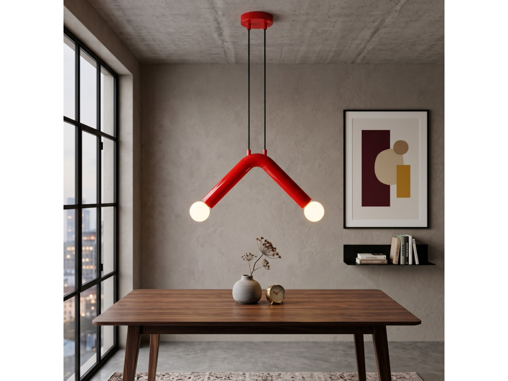 Metalowa lampa wisząca „Balance” – 33 x 15 cm – czerwona
