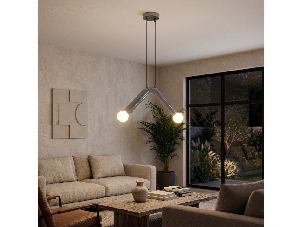 Metalowa lampa wisząca „Balance” – 33 x 15 cm – szara