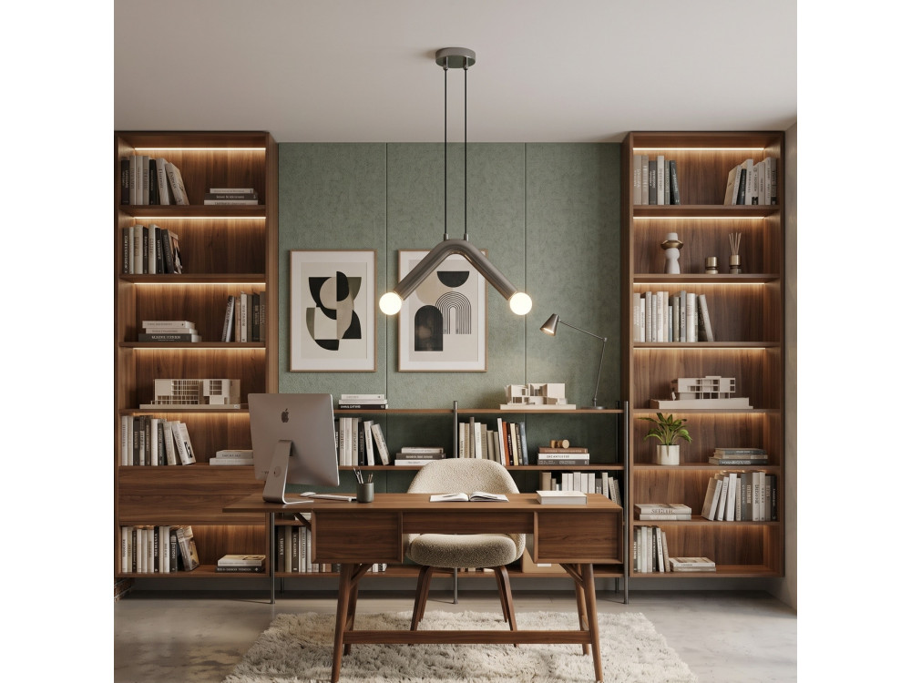 Metalowa lampa wisząca „Balance” – 33 x 15 cm – szara