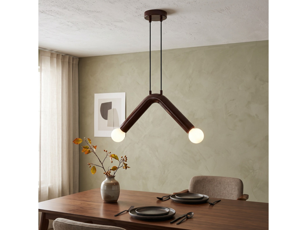 Metalowa lampa wisząca „Balance” – 33 x 15 cm – brązowa