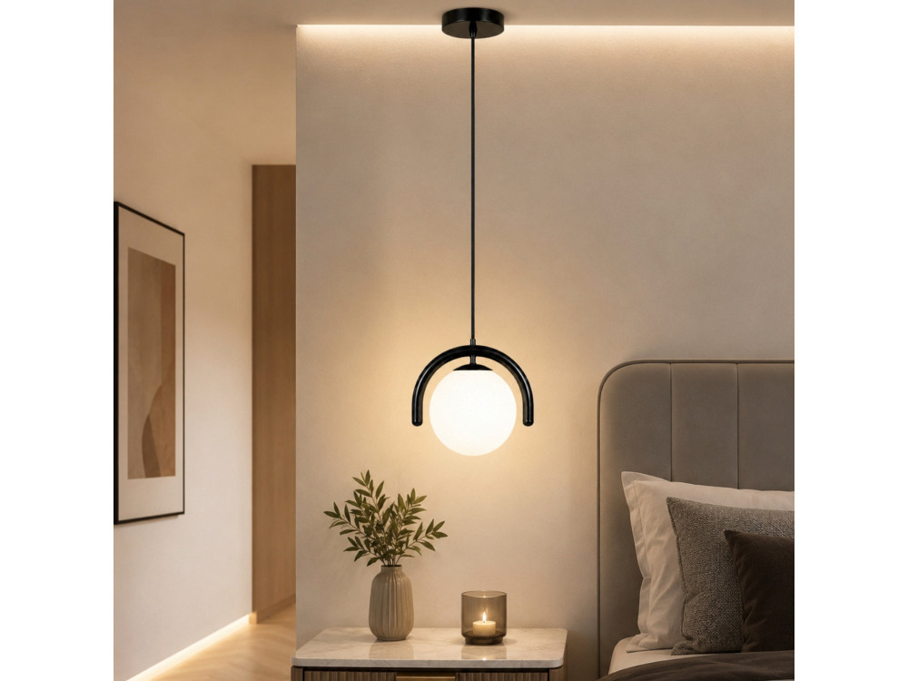 Metalowa lampa wisząca „GEDIK-20441” – 20 x 20 cm – czarna