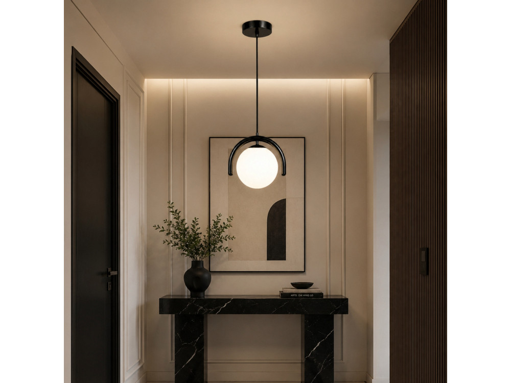 Metalowa lampa wisząca „GEDIK-20441” – 20 x 20 cm – czarna