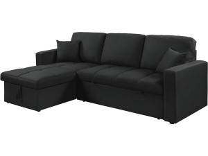 Narożna sofa rozkładana/dwustronna w stylu „bubble” „Alain” – 3-osobowa – czarna