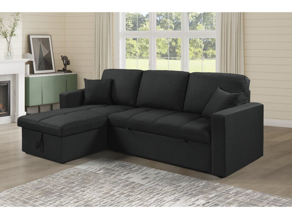 Narożna sofa rozkładana/dwustronna w stylu „bubble” „Alain” – 3-osobowa – czarna