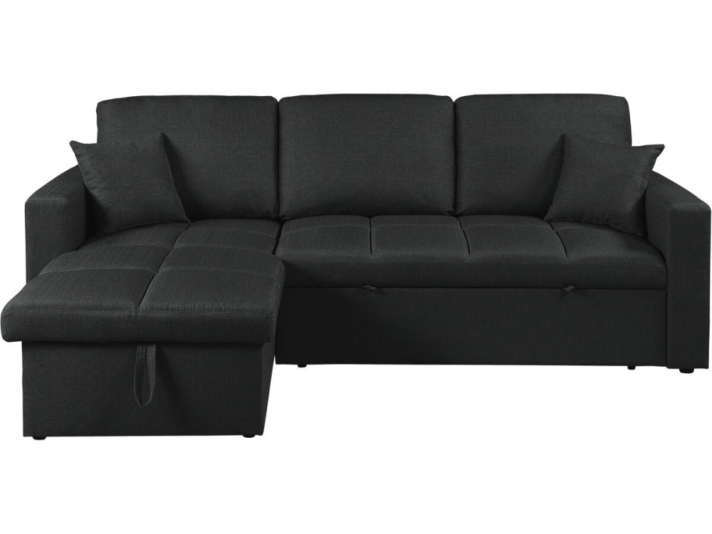 Narożna sofa rozkładana/dwustronna w stylu „bubble” „Alain” – 3-osobowa – czarna