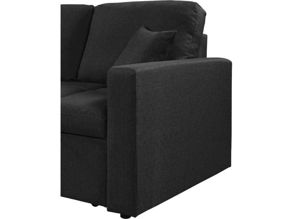 Narożna sofa rozkładana/dwustronna w stylu „bubble” „Alain” – 3-osobowa – czarna