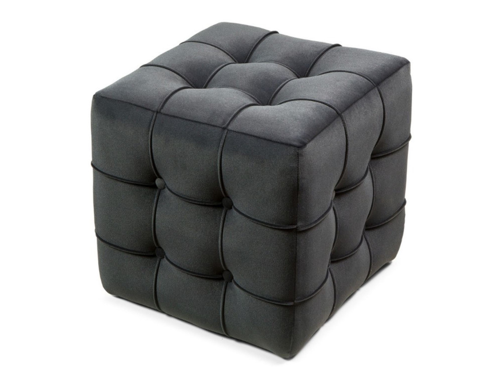 Aksamitny puf "Lizbon" - 42 x 42 x 42 cm - Szary