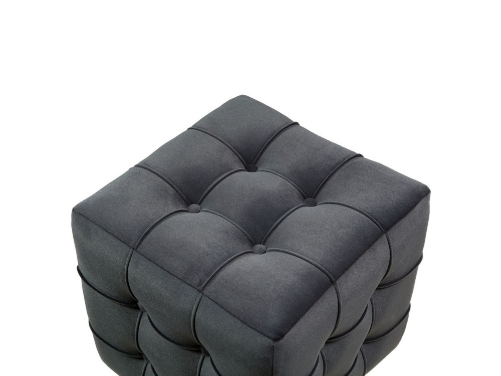 Aksamitny puf "Lizbon" - 42 x 42 x 42 cm - Szary
