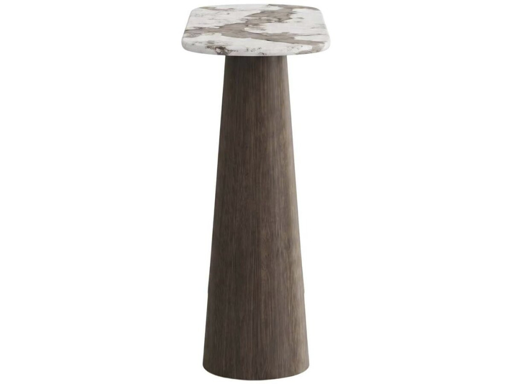Drewniana konsola z ceramicznym blatem „Zora” – 140 x 40 x 80 cm – brązowa