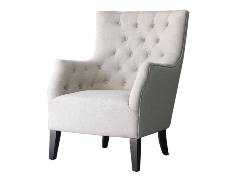 Fotel skandynawski "Duchesse" obity tkanin - 76 x 83 x 100,5 cm - Beżowy