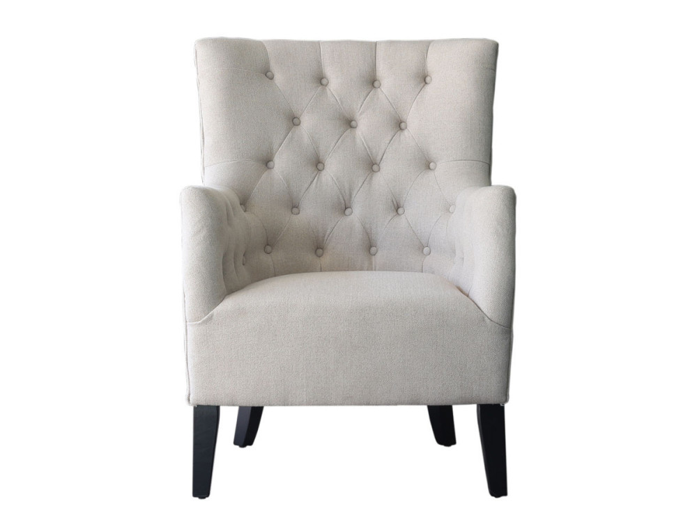 Fotel skandynawski "Duchesse" obity tkanin - 76 x 83 x 100,5 cm - Beżowy