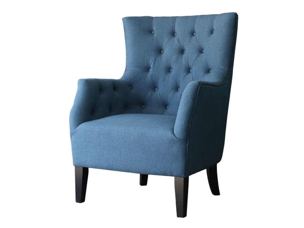 Fotel skandynawski "Duchesse" obity tkanin - 76 x 83 x 100,5 cm - Błękit królewski