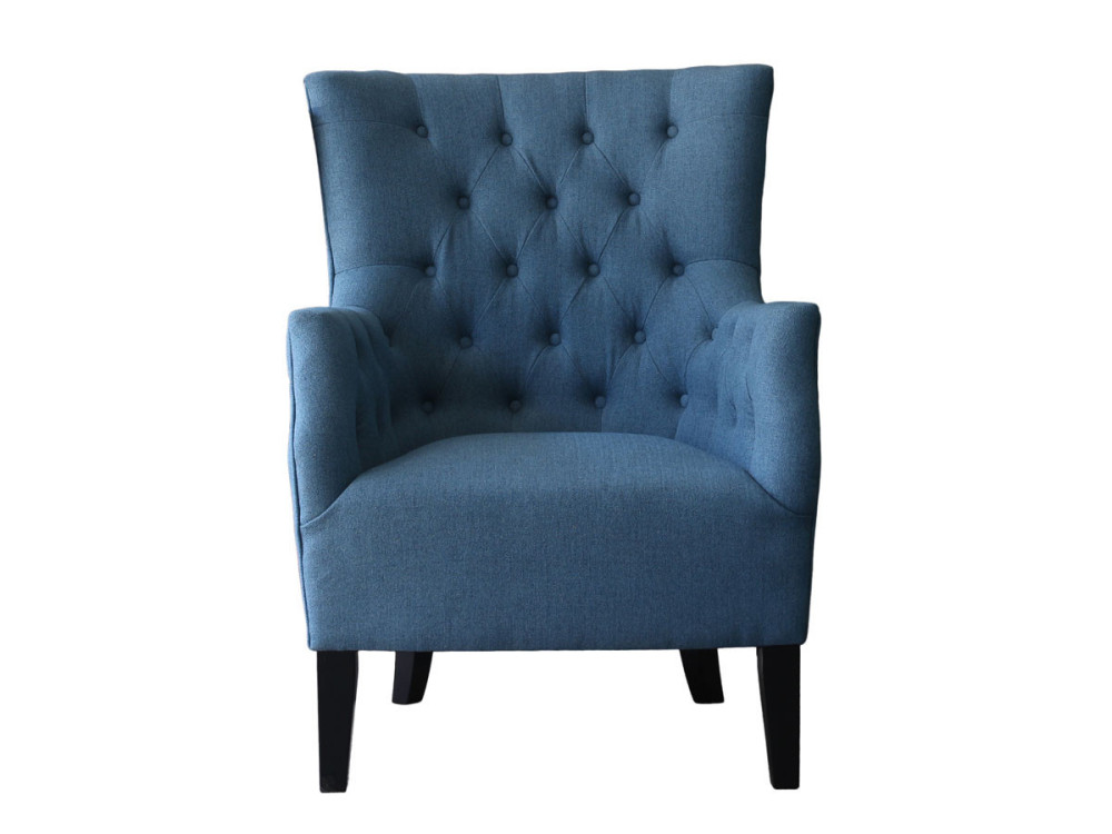 Fotel skandynawski "Duchesse" obity tkanin - 76 x 83 x 100,5 cm - Błękit królewski