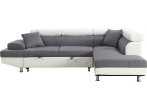 Sofa narożna "Sophia luxe" - 265 x 190.5 x 80/91 cm - Biało-szara - 5 miejsc - Prawostronna